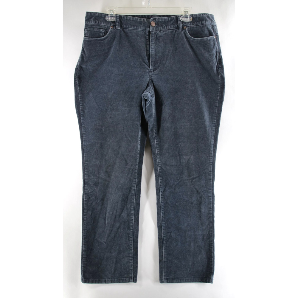 L.L.Bean Favorite Fit Straight Corduroy Pants Womens 16 Petite Gray